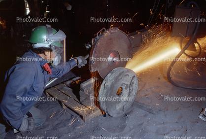 sparks, grinding, metal worker