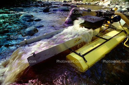 Yuba River Gold Mining, Sluice, Water, Stream, California