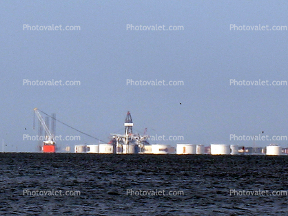 harbor, oil storage tanks, Refinery