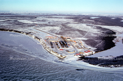 Oil Storage Tanks, Airport, Runway, Landing Strip, Prudhoe Bay