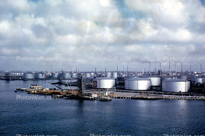Storage Holding Tanks, Refinery, Pier, Docks, Curacao, Lesser Antilles, Willemstad