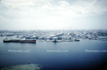 Harbor, Docks, Oil Storage Tanks, Refinery, Willemstad, Curacao, Lesser Antilles, 1962, 1960s