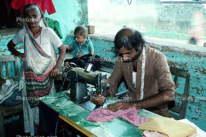 Man, Woman, Sewing Machine