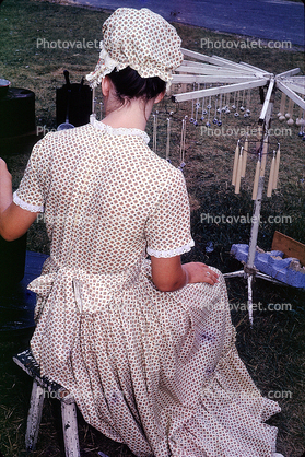 Colonial Woman, Spinning, Thread