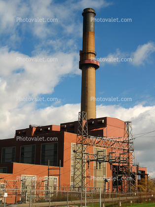 smokestack, factory, building