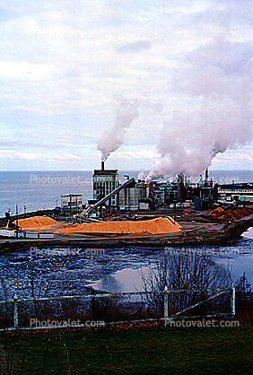 Log Rafts, Pulp Mill, smoke, air pollution, Port Angeles