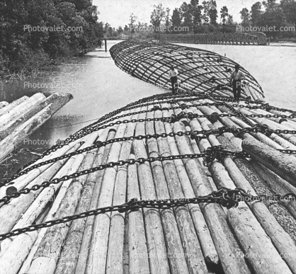 Great Chained Log Rafts on the Columbia River, Washington, 1890's
