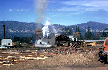 Smokey Lumber Mill, smoke, air pollution, soot, buildings, wood waste burner