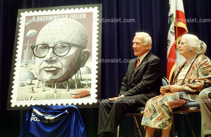 US Post Office stamp, Allegra Fuller Snyder, Astronaut Rusty Schweikart, Stanford University