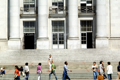 People, buildings, steps, students, UC Berkeley