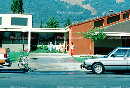 building, Dropping Children off for School, June 1984