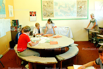 classroom, Students, table