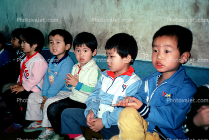 Kids in Classroom, Students, Boys, China