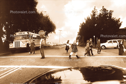 Crosswalk Guard, schoolbus, children