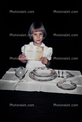 certificate, table setting