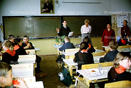 Teacher teaching in Classroom, Moscow, 1971, 1970s