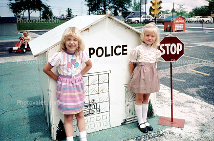 Police, STOP sign, July 1985, 1980s