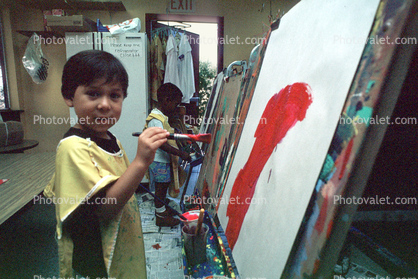 Boy Painting, Art Therapy, classroom