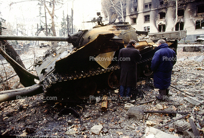 Burned out Tank, Civil War, Tblisi, Republic of Georgia, Artillery, gun