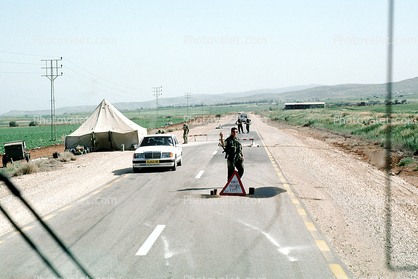 Highway-90 along the Israel Jordan border in the West Bank, Checkpoint, IDF, Israeli Defense Force, soldiers