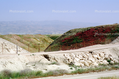 Highway-90 along the Israel Jordan border in the West Bank, Perimeter Fence, IDF, Israeli Defense Force