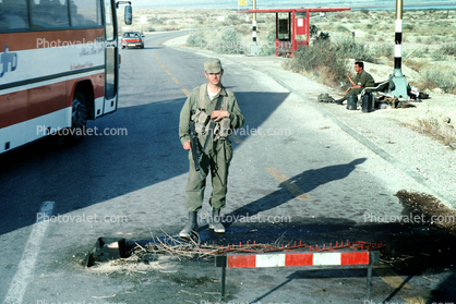 Highway-90 along the Israel Jordan border in the West Bank, Checkpoint, IDF, Israeli Defense Force, soldier