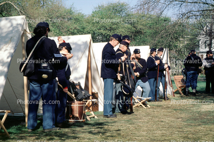 infantry, soldiers, rifles, firepower, Civil War, the North, blue coats, tents