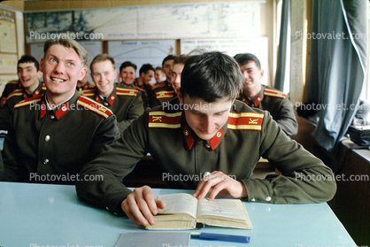Russian Soldiers, Class, reading a book, Military Academy