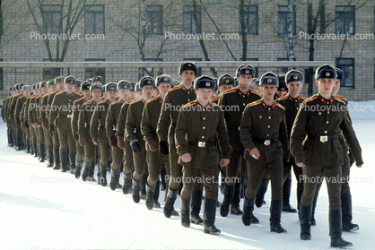 Marching Russian Soldiers, Military Academy, cold, snow