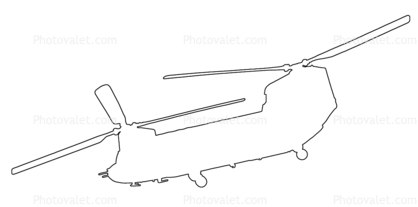 Boeing-Vertol CH-47 outline, line drawing