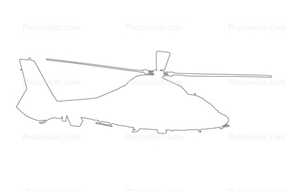 HH-65 Dolphin outline, line drawing
