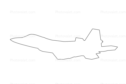 Lockheed F-22 Raptor outline, line drawing