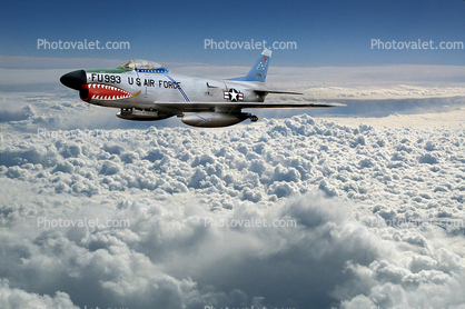 F-86 Sabre Dog, sabredog, high flight, clouds, milestone of flight
