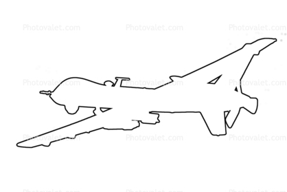 MQ-9 Reaper outline, line drawing, UAV