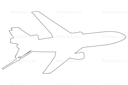 KC-10A Extender line drawing, outline, Refueling Probe extended