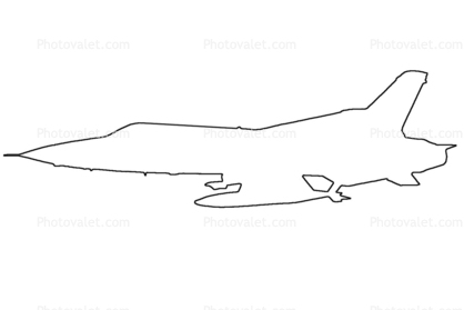 Republic F-105 Thunderchief outline, line drawing, shape
