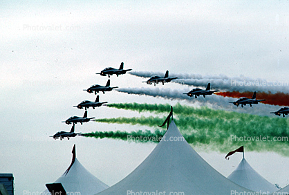 Italian Frecce Tricolori Aerobatic Team,  Aermacchi MB-339, tents, Abbotsford Airport