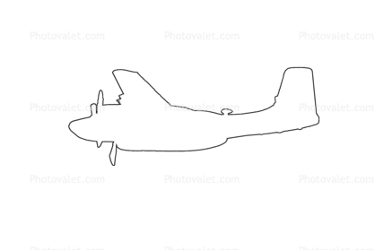 A-26 Invader Outline, line drawing, shape