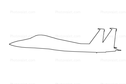 F-15 Eagle outline, line drawing, shape