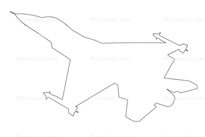 F-16 Fighting Falcon outline, line drawing
