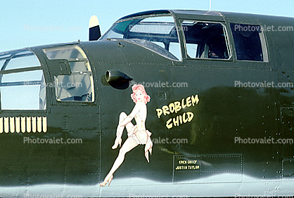 Problem Child, Nose Art, North American, B-25 Mitchell, noseart, 1950s