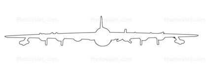 Convair B-36 outline, line drawing, head-on