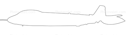 USAF Martin EB-57E Canberra outline, line drawing, shape