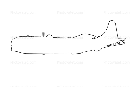 Boeing KC-97L Stratofreighter outline, line drawing