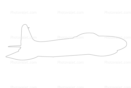 Lockheed F-80B outline, line drawing