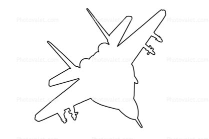 Mig-29 Fulcrum outline, line drawing