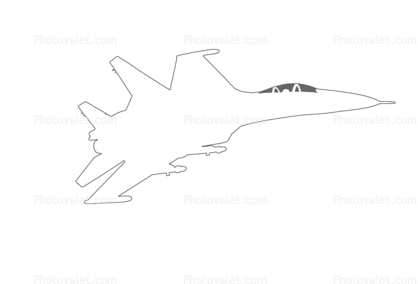 Sukhoi SU-27 Flanker outline, line drawing