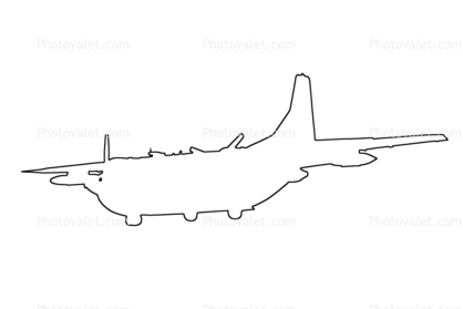 Fairchild C-123K Provider Outline, line drawing, shape
