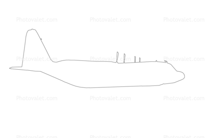 Lockheed C-130 Hercules outline, line drawing, shape