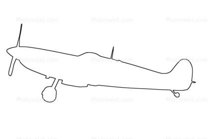 Spitfire outline, line drawing, shape